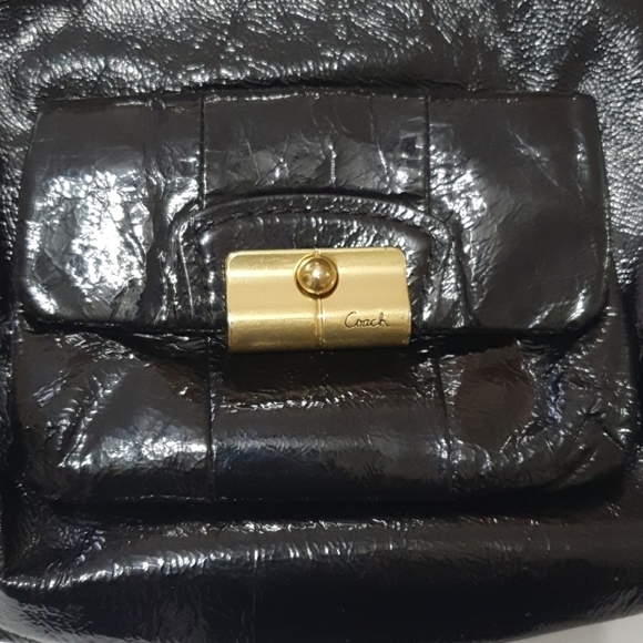 Coach Gold Clasp Textured Handbag - Picture 2 of 6